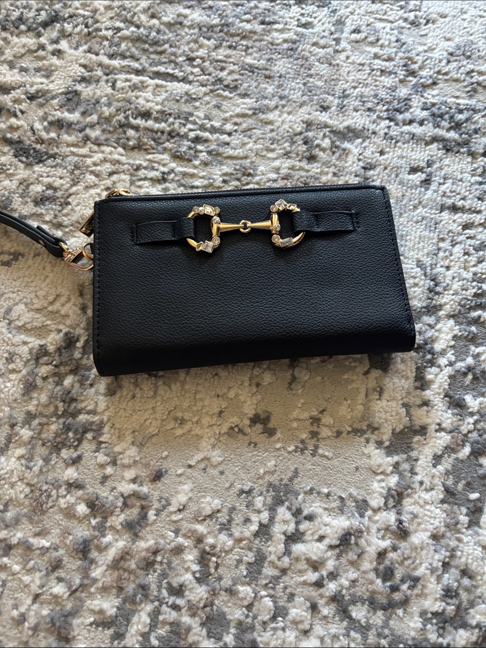 Anne Klein Wristlet Wallet with Gold Horsebit Detail